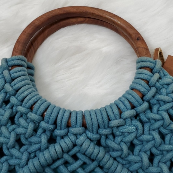 - Anabaglish cotton woven macrame bag purse wood knit - Picture 11 of 12